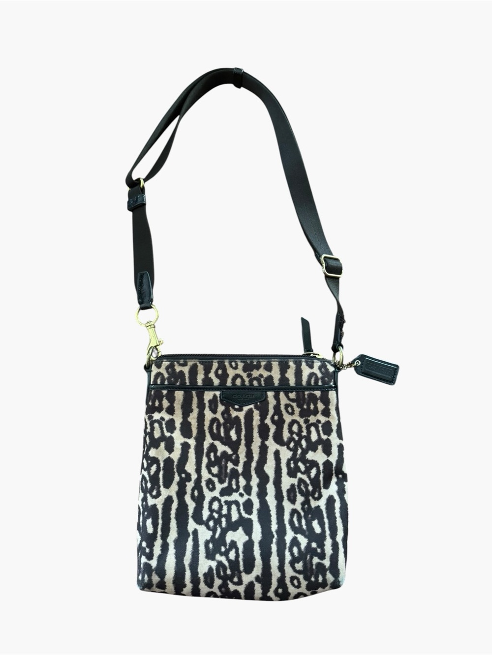 Vintage Coach Ocelot Print Canvas Swingpack Crossbody